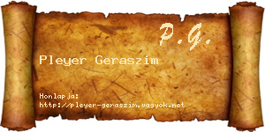 Pleyer Geraszim névjegykártya